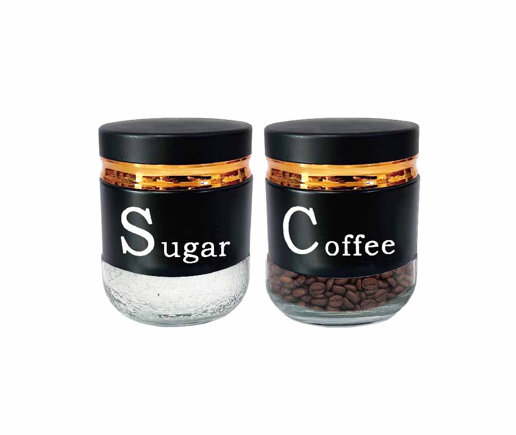 ΒΑΖΟ ΓΥΑΛΙΝΟ ΜΕ ΚΑΠΑΚΙ ΣΕΤ 2 ΤΕΜΑΧΙΩΝ 400ml (Coffee - Sugar)